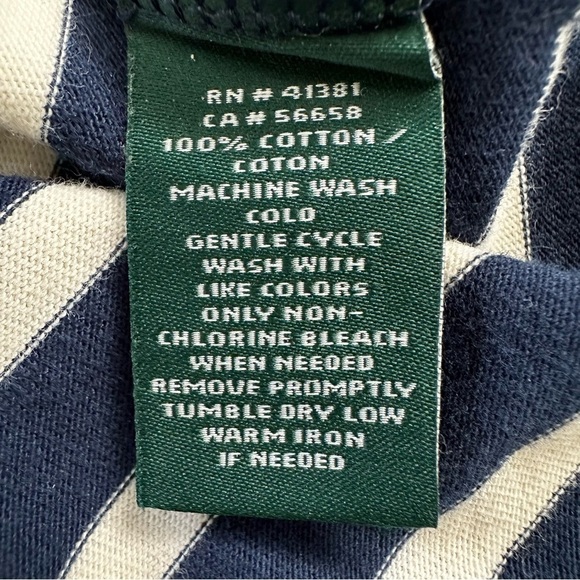 Size Large RALPH LAUREN NAVY BLUE STRIPED OFF-SHOULDER DRESS Summer Coastal - Picture 3 of 9